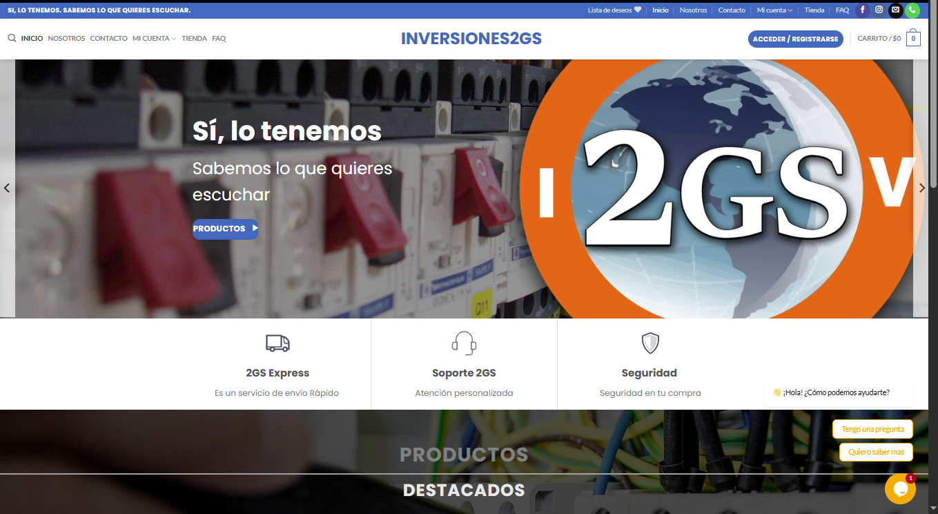 Captura del sitio Inversiones 2GS