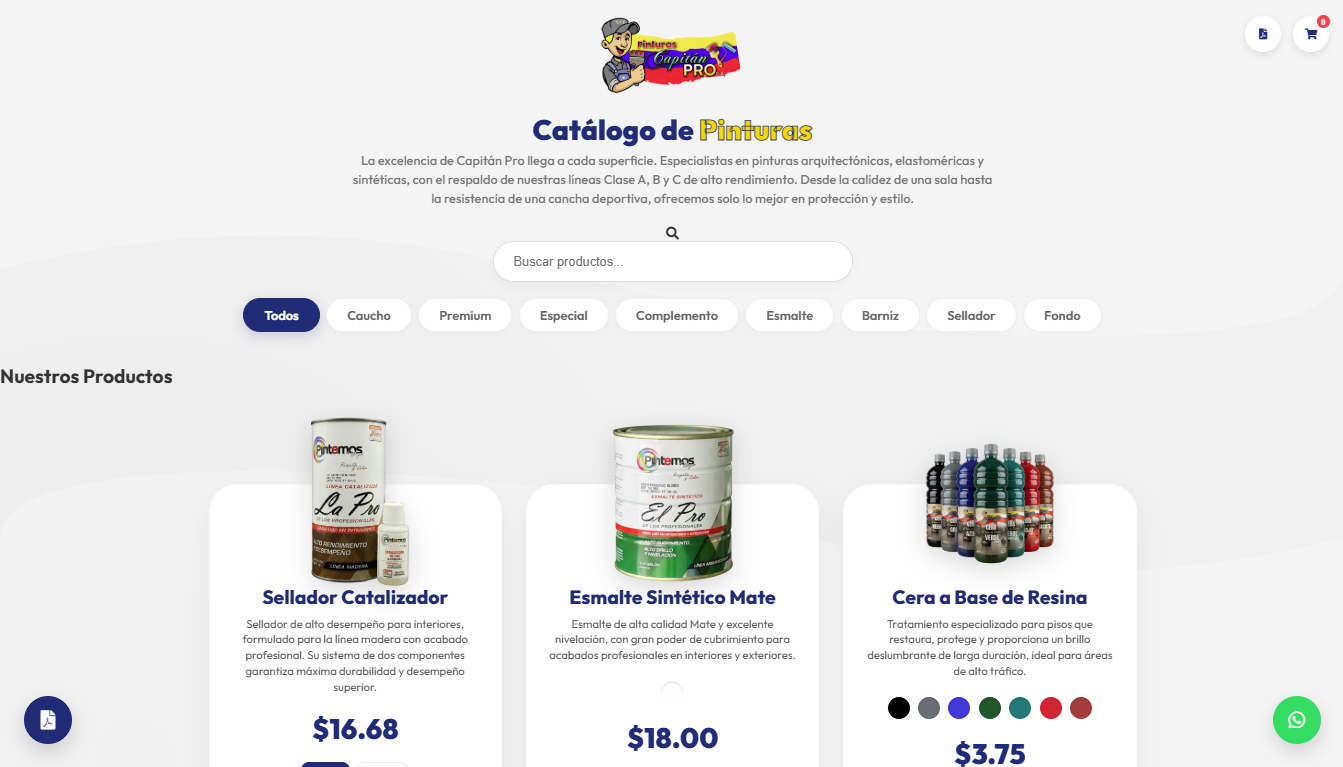 Captura del sitio Capitán PRO