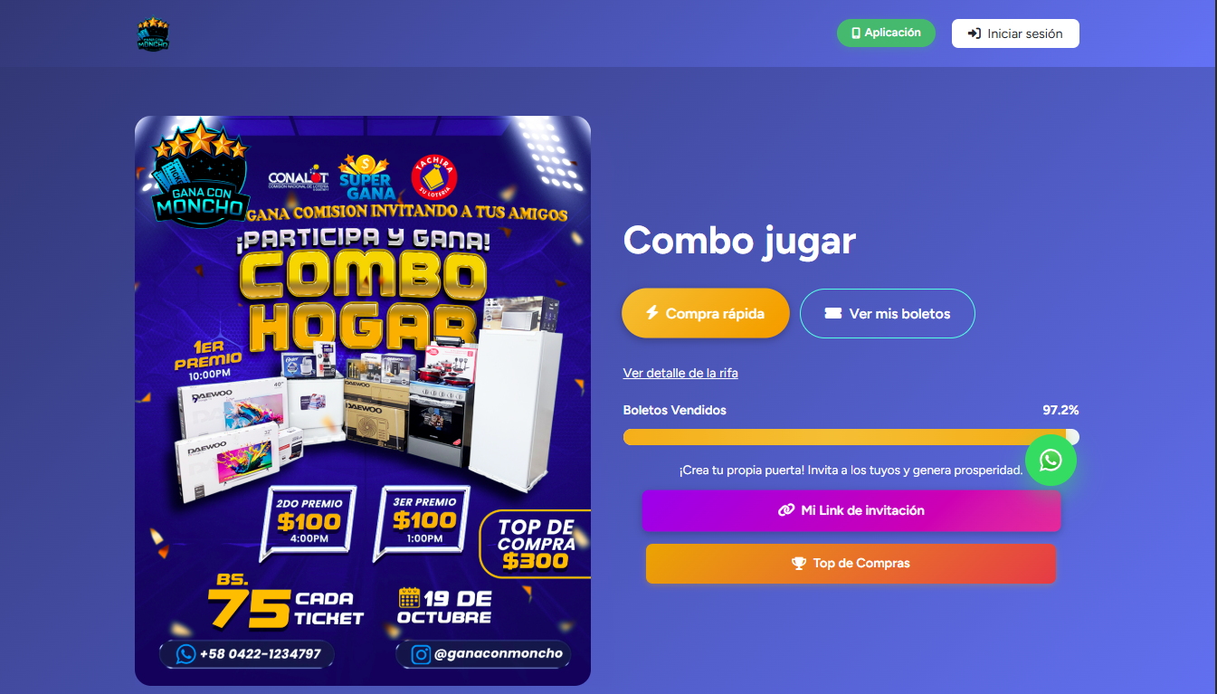 Captura del sitio Gana con Moncho